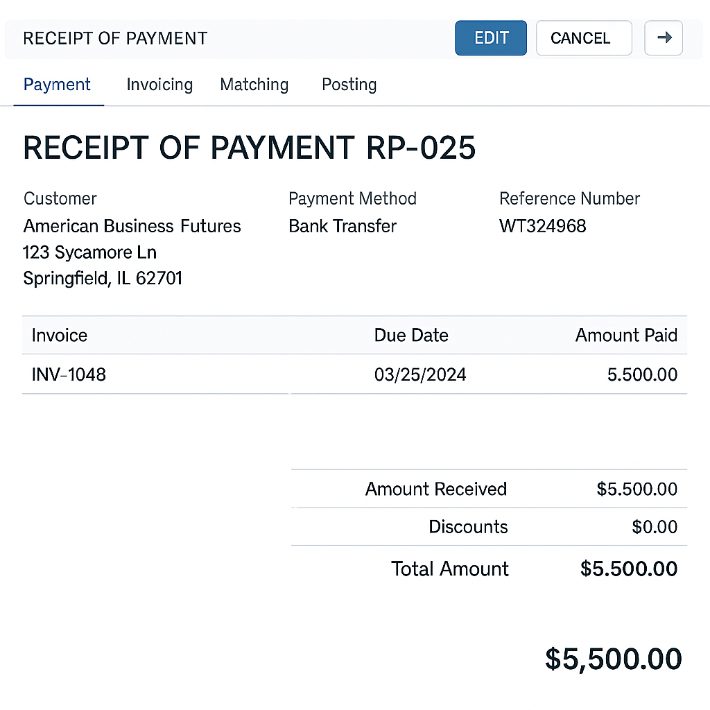 ERP Payment Receipt Interface