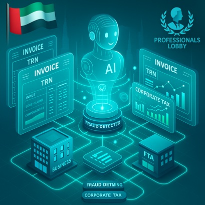 AI analyzing e-invoice data flow in UAE