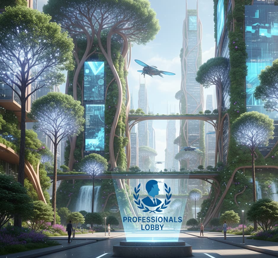 Future city with nature-integrated technology