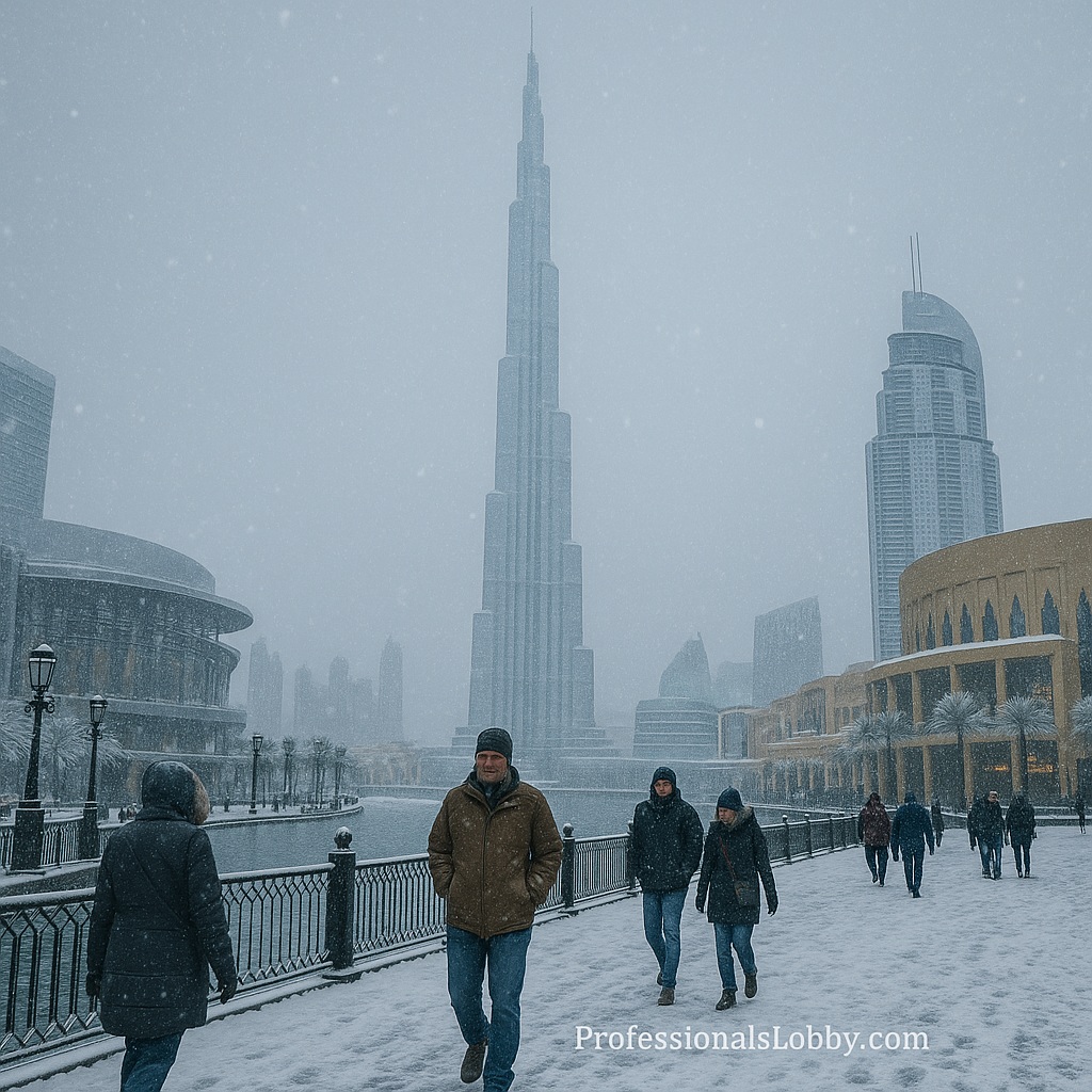 Burj Khalifa covered in snow