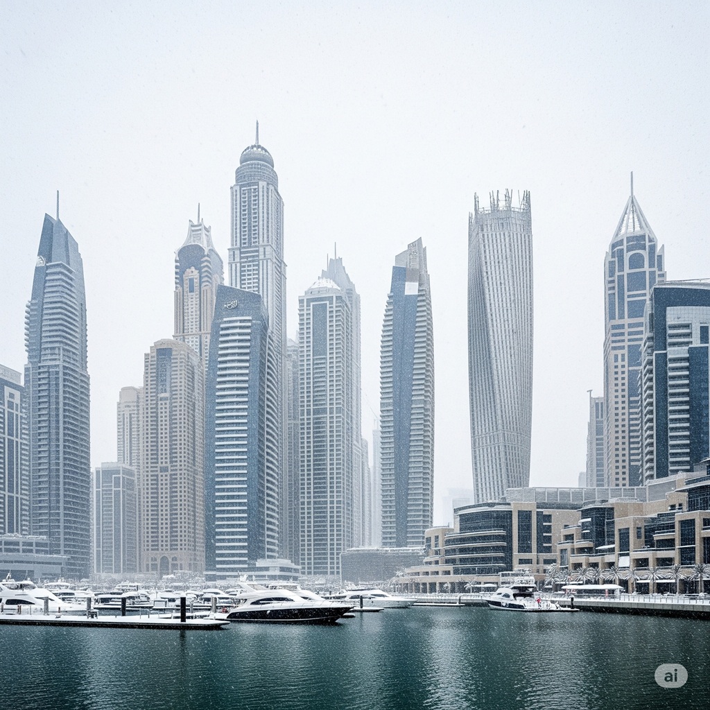 Dubai Marina in winter
