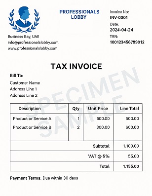UAE Tax Invoice Sample