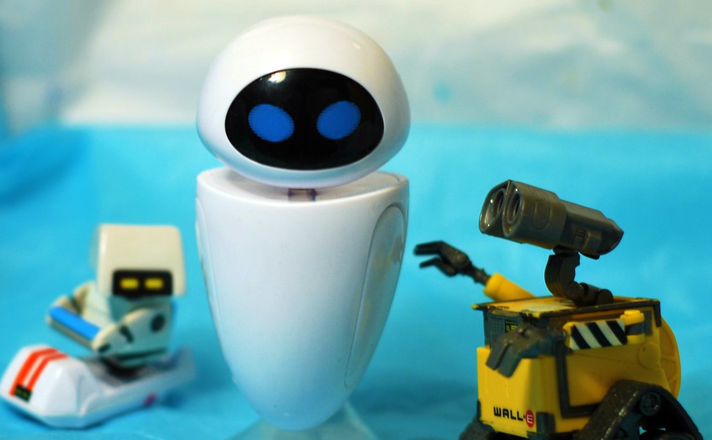 Wall-E robot in a futuristic city